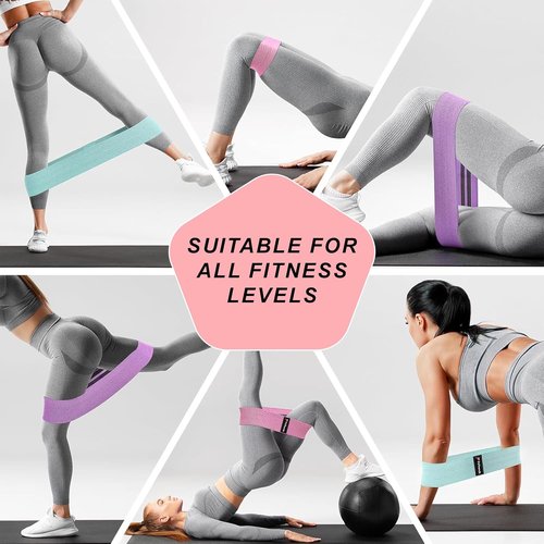 FitTrendz Resistance Bands - Non-Slip Elastic Fabric for Legs & Butt | 3 Levels Loop Workout Set for Women