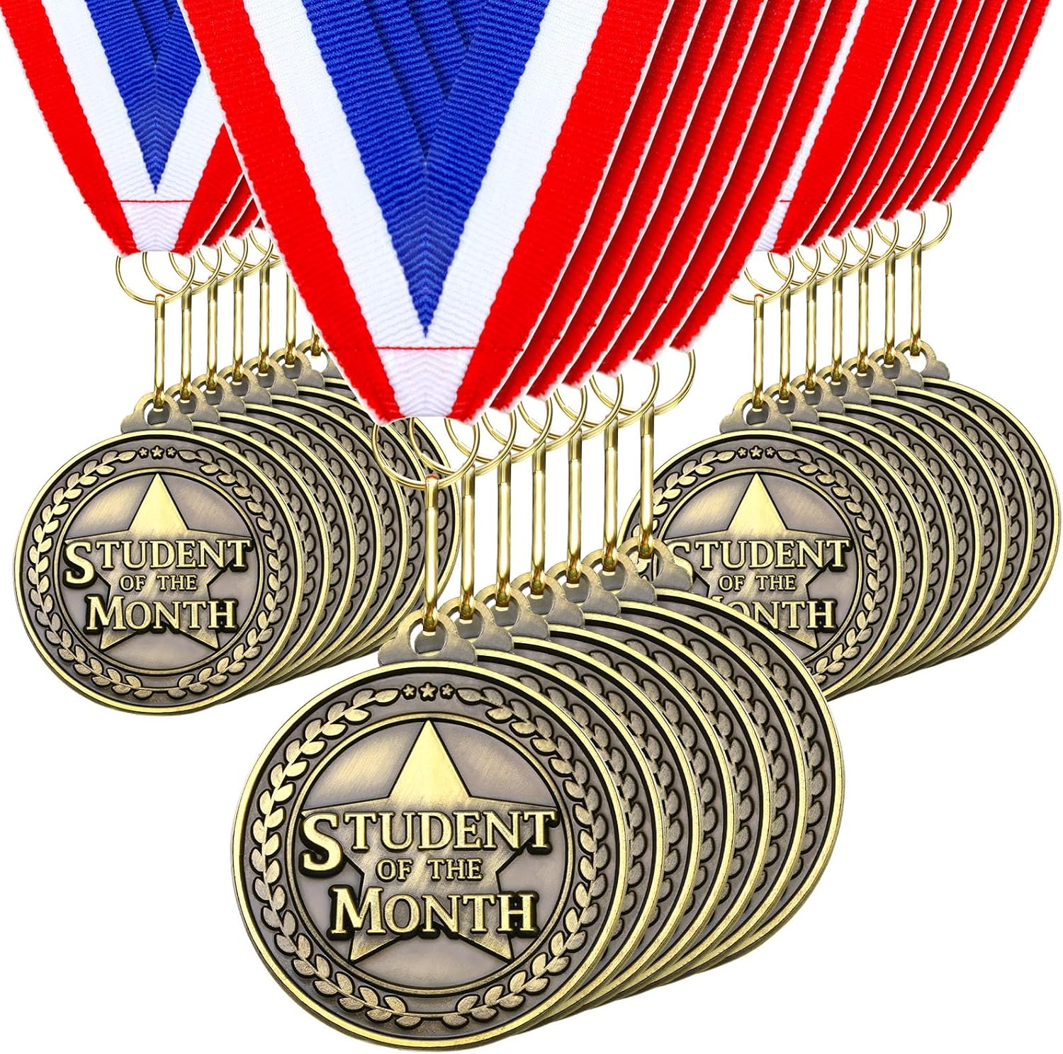 Quelay 100 Pcs Gold Winner Medals - 2 Inch Award Medals with Neck Ribbons for Sports Events