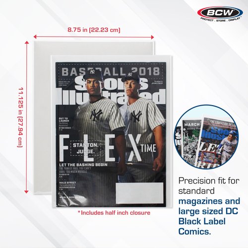 BCW Magazine Bags and Boards – (25 Pack) | Premade Resealable Magazine Protectors | Standard Size 8 ¾" x 11 ⅛" | Magazine Sleeves and Boards Pre-Loaded for Storage and Display