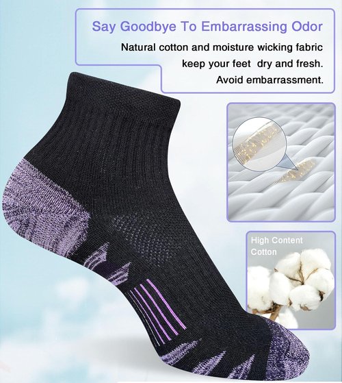Heyoboy Women's Ankle Hiking Socks - Anti-Blister, Thick Cushioned, Moisture-Wicking | 5 Pairs