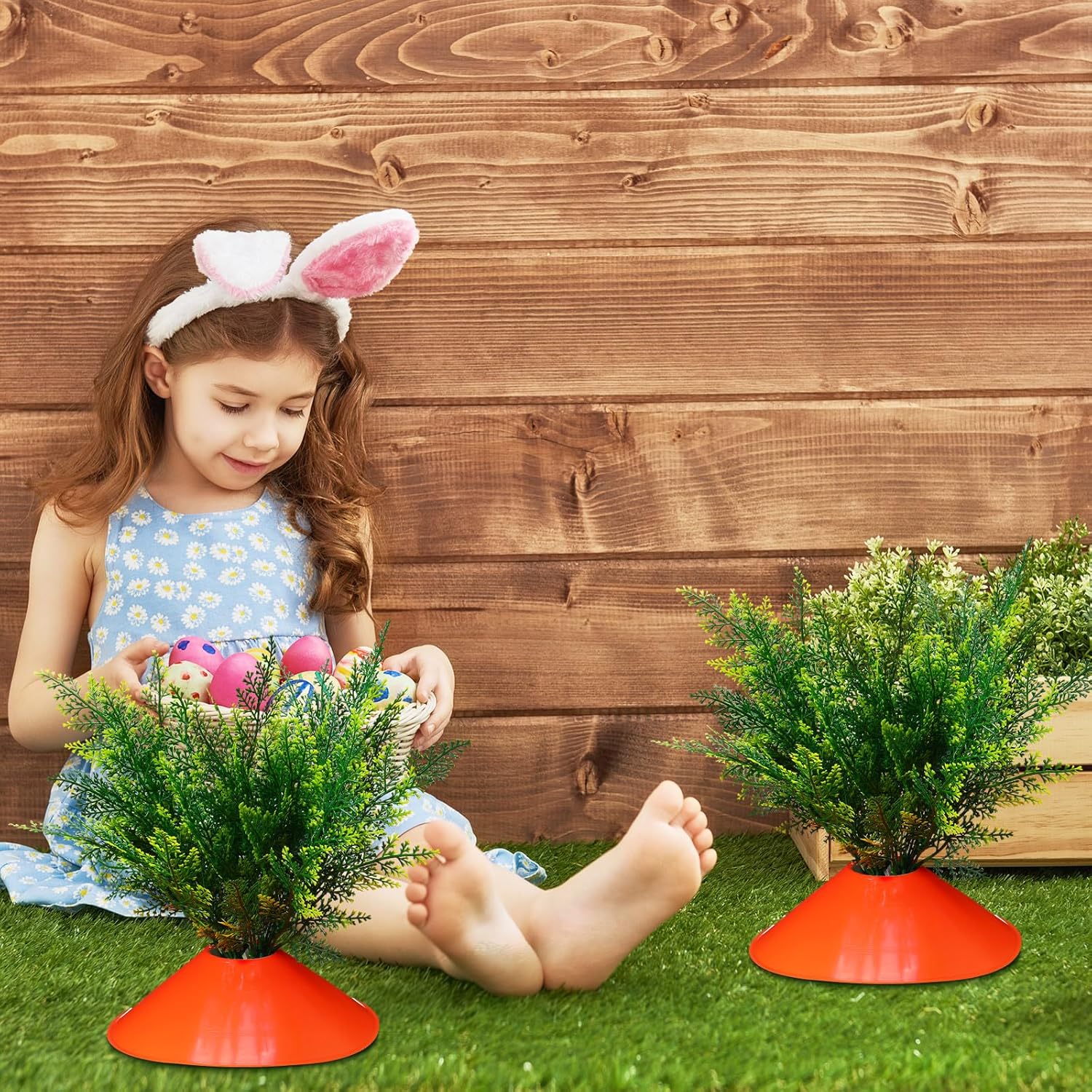 Skiennix Easter Yard Carrots Decorations - 12 Set Outdoor Fake Carrots for Spring Lawn Decor