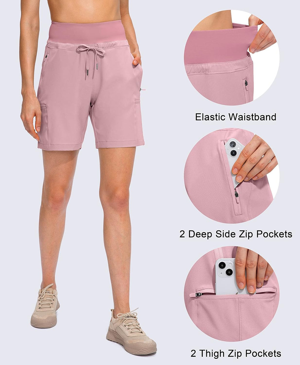 Obla Women's Hiking Cargo Shorts - Quick Dry, Soft High Waisted, 7-Inch Length for Summer Adventures