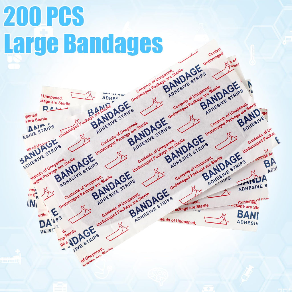 Sinmoe 200 Pcs Large Bandages Bulk Big Flexible Adhesive Wound Care Fabric Bandages for Care and Protect Wounds, 2 x 4 Inch