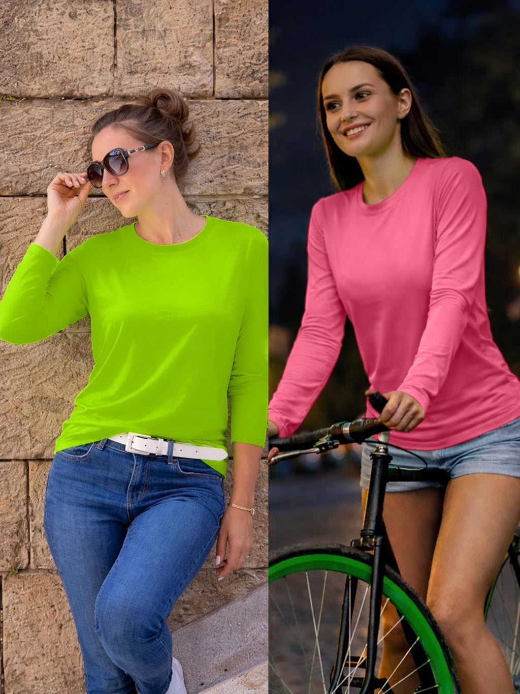 URBAN BUCK Women's Neon High Visibility Running Shirt - Lightweight UPF50+ Short Sleeve T-Shirt