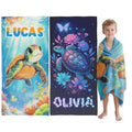 Infiher Personalized Beach Towels for Kids,Custom Kids Monogrammed Towels with Name,Customized 280gsm-420gsm Thick Soft Absorbent Beach Towel for Swim,Bath,Pool,Vacation,Gifts,Boys Turtle Towel