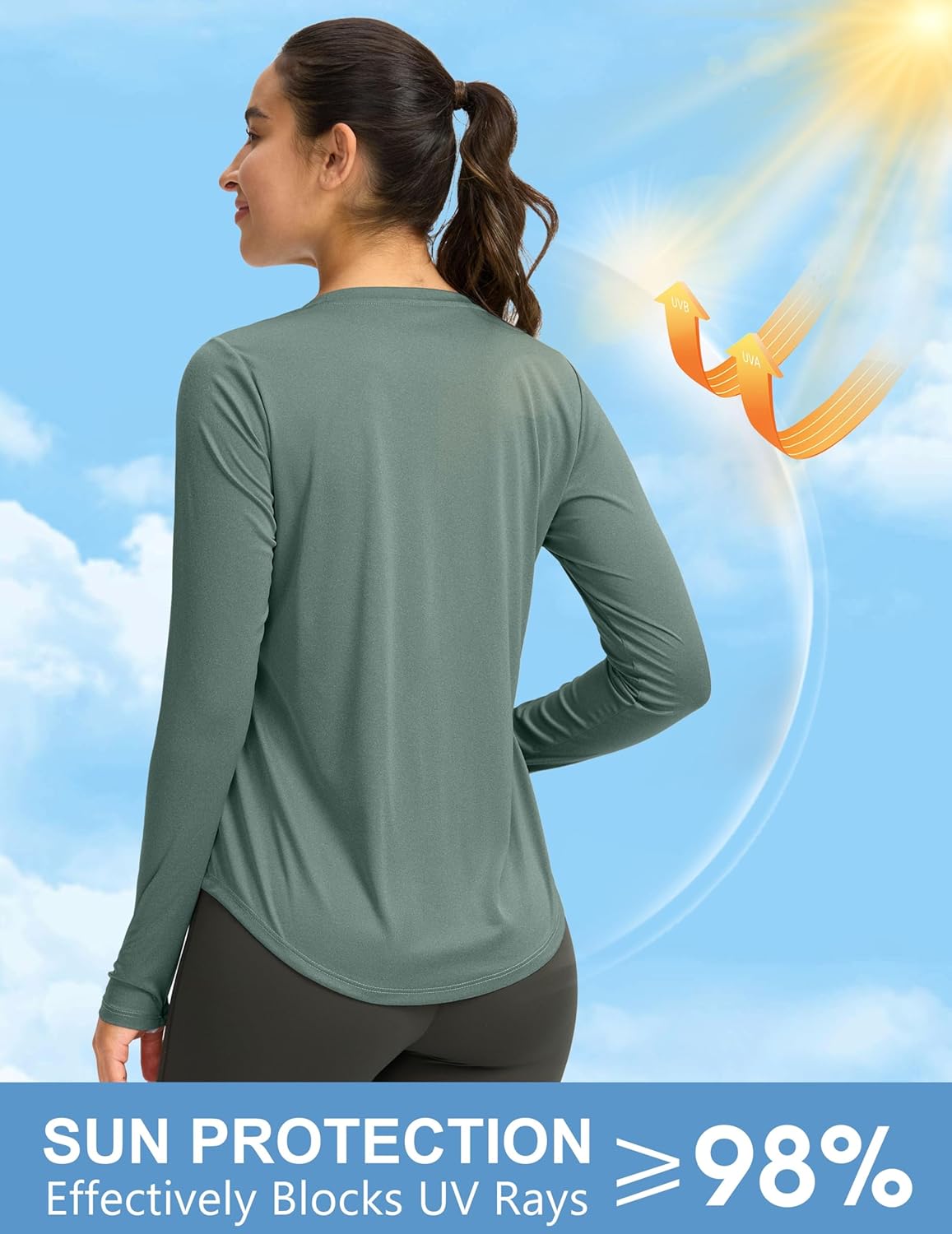 Skiennix Women's UPF 50+ Sun Shirt - Lightweight Long Sleeve UV Protection for Hiking & Workouts
