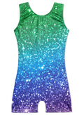 HOZIY Gymnastics Leotards for Girls Biketard Unitard Sparkly Glitter Clothes Tumbling Dance Outfits 4t Activewear Sparkle Blue Green Glitter