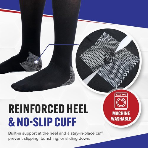 American Hospital Supply - Knee High Compression Socks - 15-20 mmHg, Black, Medium | Lightweight Medical Stockings, 3 Pairs