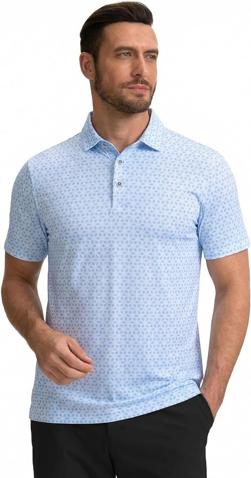 Esabel.C Golf Shirts for Men - Moisture-Wicking Dry Fit Short Sleeve Collared Shirt