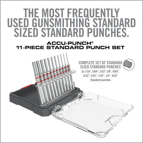 Real Avid Armorer's Master Hammer & Accu-Punch 11-Piece Pin Punch Set - 20 Ounce 9.5" Hammer W/ Soft Blow Hammer Head, Steel, Rubber & Brass Head