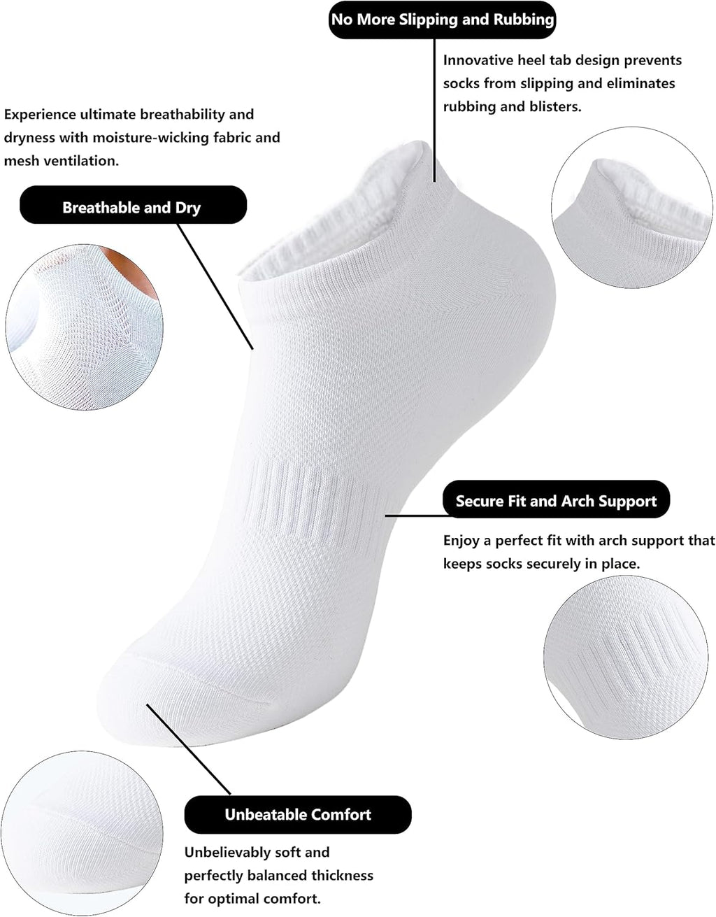 ACCFOD Women's Low Cut Athletic Running Socks - 6 Pairs with Comfort Tab