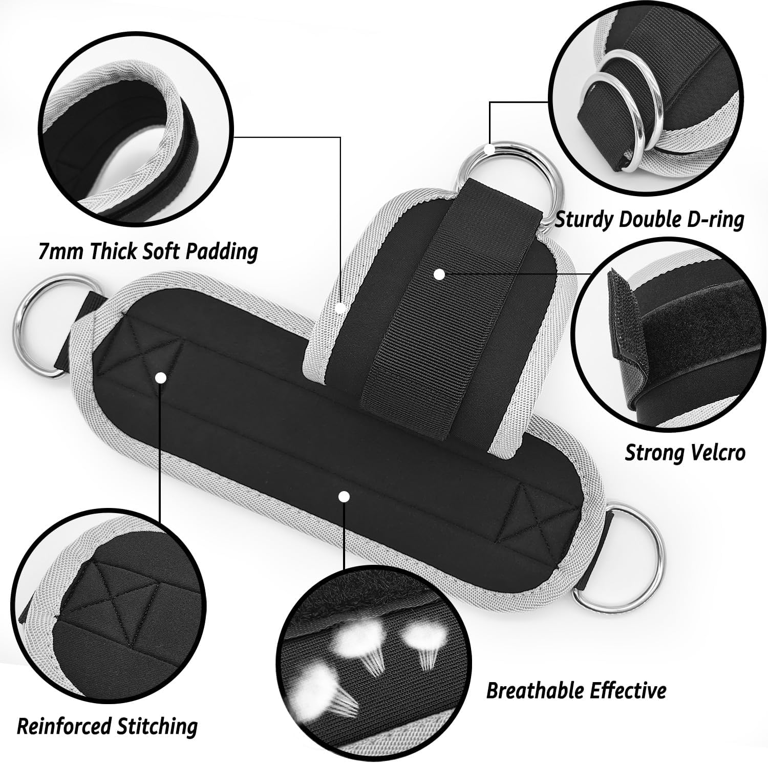 Skiennix Fitness Ankle Straps - Adjustable Neoprene Leg Straps for Glute Kickbacks & Lower Body Workouts