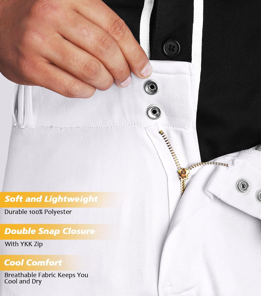 Skiennix Men's Baseball Pants - Full Length, Open Bottom, Adjustable Fit for Comfort | Adult Sizes
