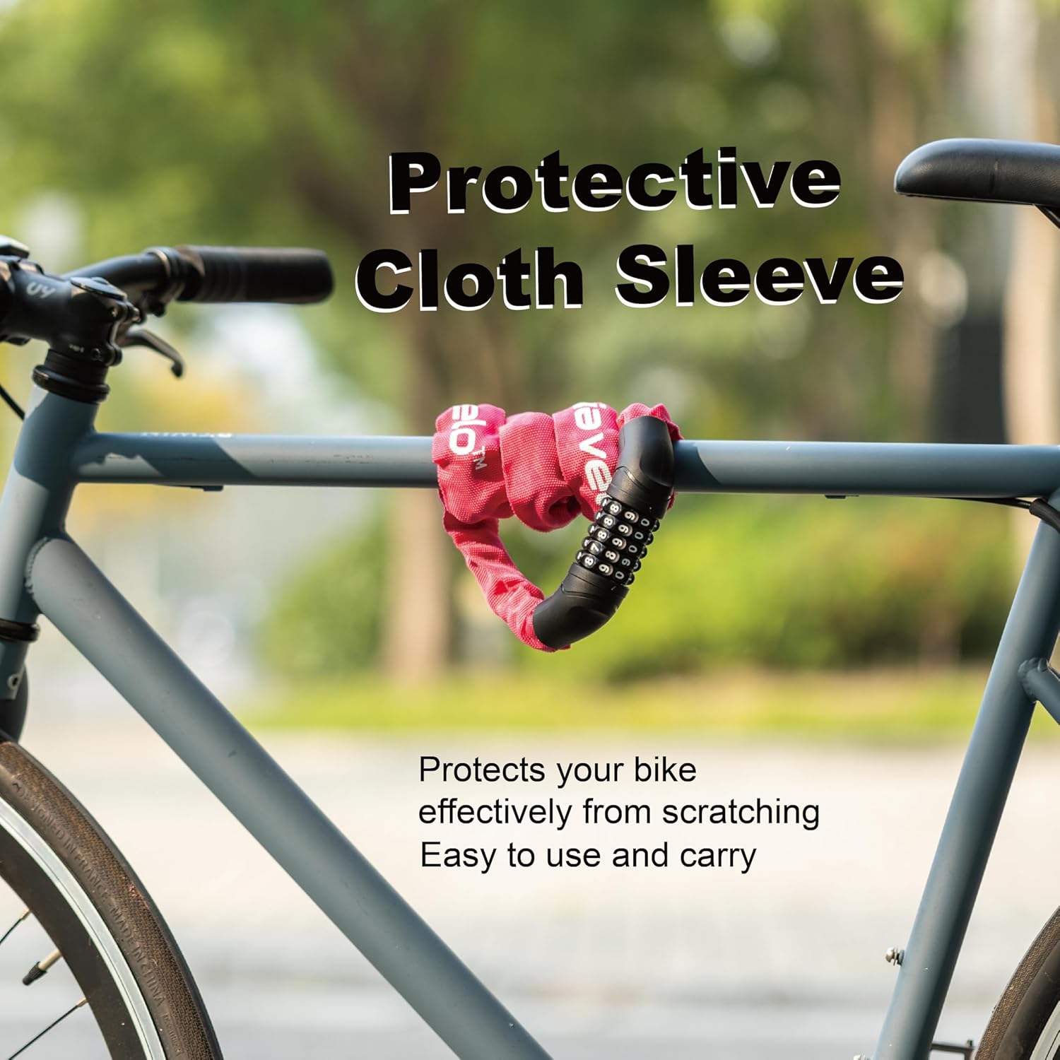 Via Velo Bike Chain Lock - Heavy Duty 5-Digit Resettable Combination Security Lock | 2.95 Ft Rose Red