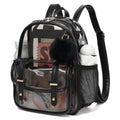 Clear Backpack for Stadium Events, 12x 12x 6 Small Transparent Backpack PVC Mini See Through Bag for Women Girls for Concert Festival, Semi-Black