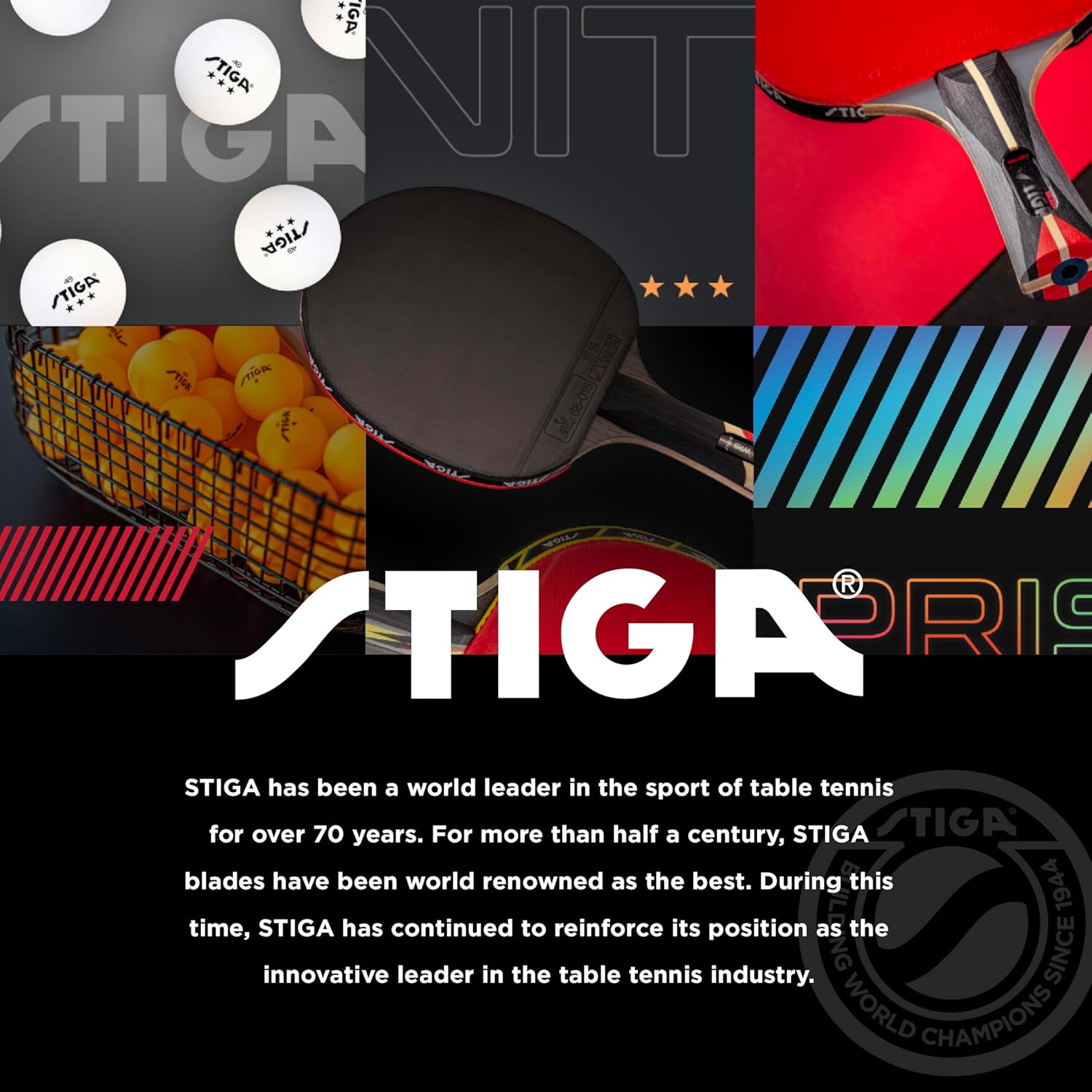 STIGA Performance Table Tennis Set | USATT Approved Rackets & 3-Star Balls - 5-Ply Blade & Flared Handle