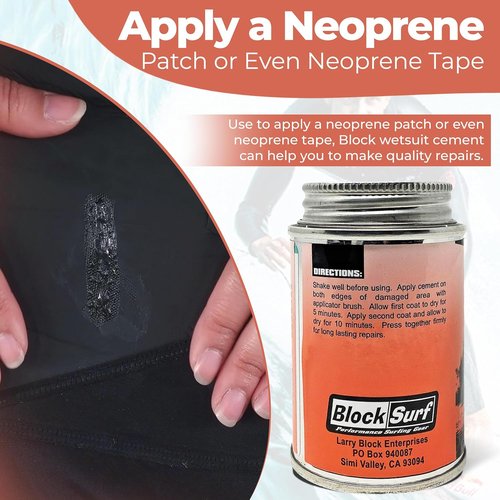 BLOCKSURF Neoprene Cement Adhesive 4 fl oz - Quick-Drying, Flexible & Waterproof Wetsuit Repair Solution