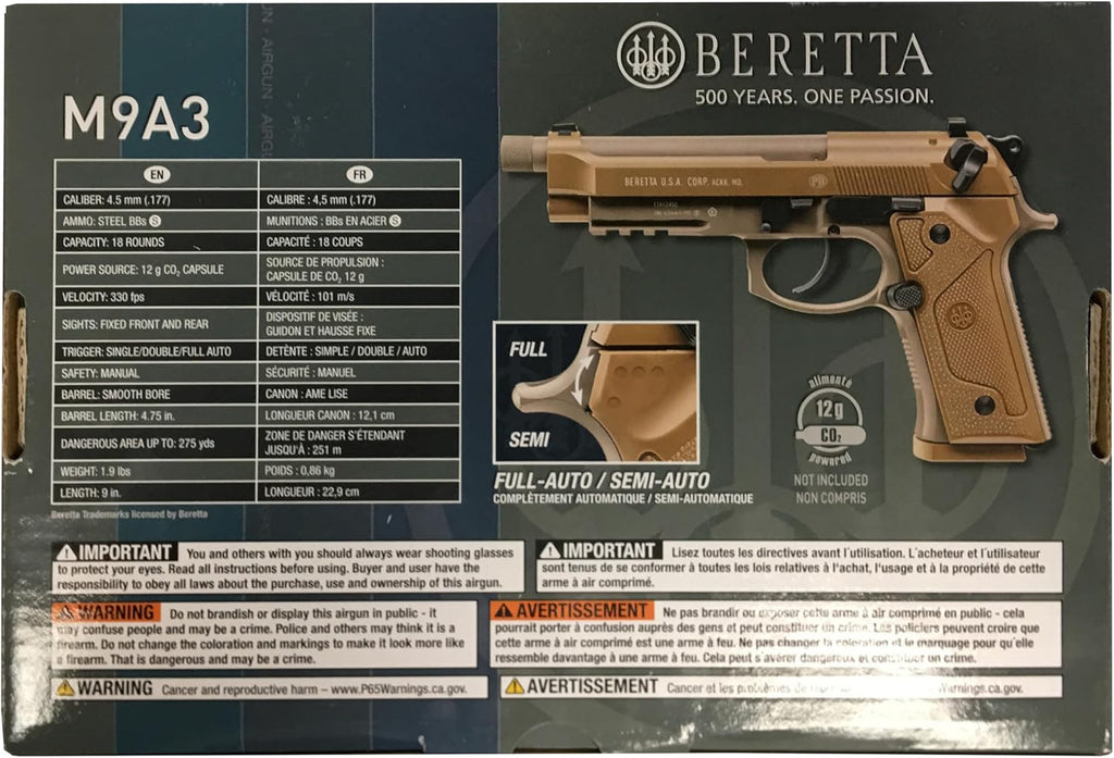 Umarex Beretta M9A3 Blowback Air Pistol - Full-Auto .177 Caliber BB Gun for Realistic Shooting Experience