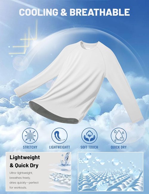 MAGCOMSEN Men's Sun Protection Shirt - UPF 50+ Long Sleeve Dry Fit for Athletic Activities | Fishing & Running
