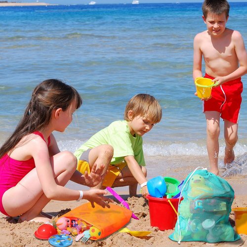 Frienda Mesh Stuff Sack Set - 6 Durable Nylon Drawstring Laundry Bags for Beach Toys & Travel | 11 x 15 Inch, Multicolor