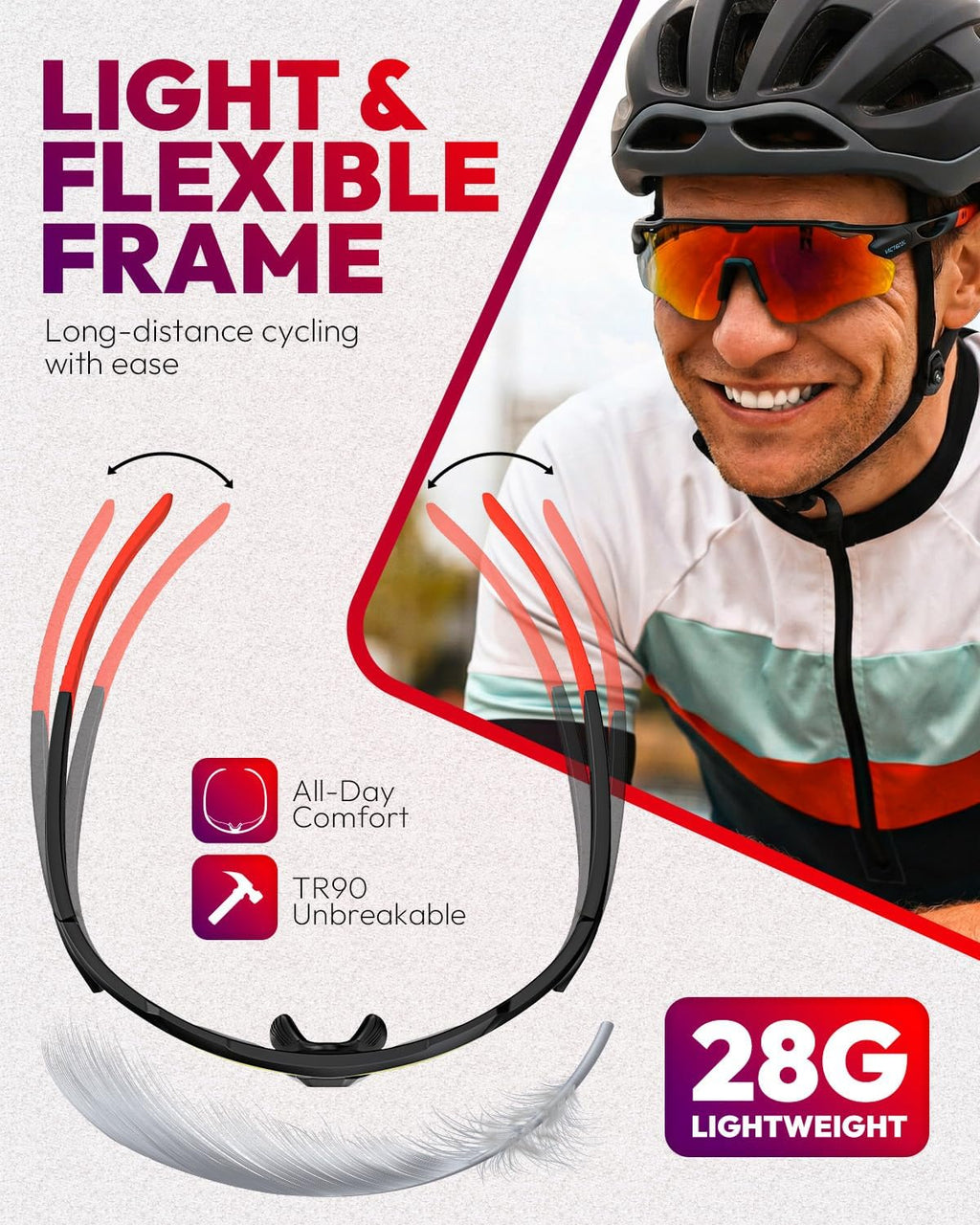 VICTGOAL Cycling Glasses - Polarized UV Protection Sunglasses for Men & Women | Lightweight TR90 Frame