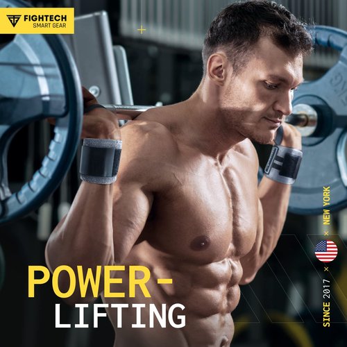 FIGHTECH Wrist Wraps for WeightLifting | 18 inch Professional Grade Lifting Wrist Wraps | Best for Powerlifting Competition, Strength Training, Bodybuilding (Gray, 18 Inch)