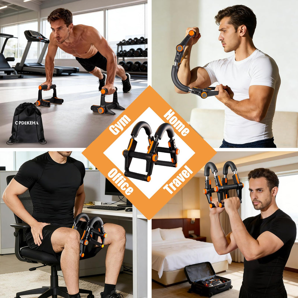 Twister Arm Trainer, 3 in 1 Adjustable Chest Trainer for Men with Poster & Storage Bag, Multifunctional Push up Bar, Home Gym Chest Workout Equipment for Arm Strengthening Chest Builder (130-150 lbs)