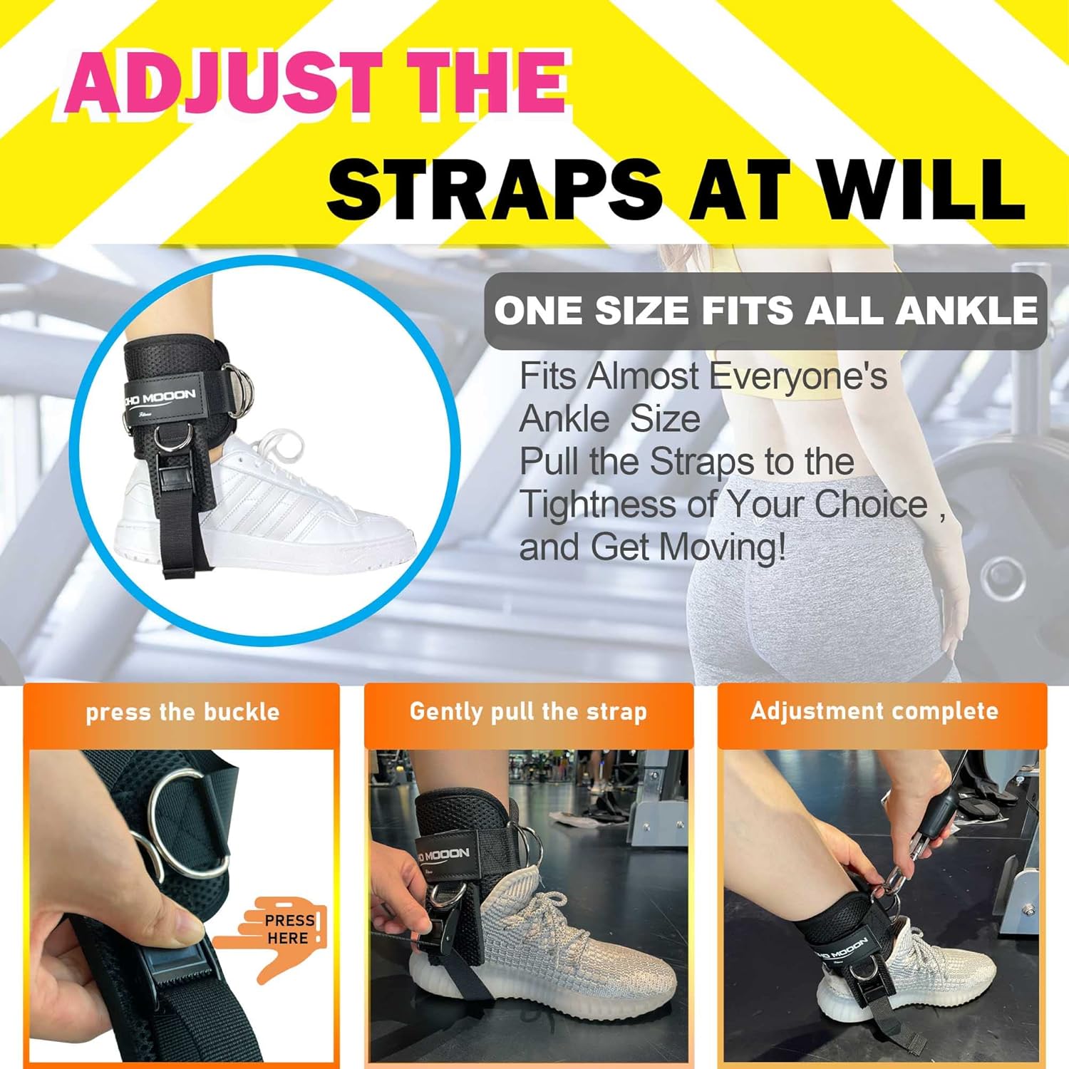 Skiennix Ankle Straps for Cable Machines - Adjustable Neoprene Cuffs for Glute Kickbacks | Unisex Comfort Fit