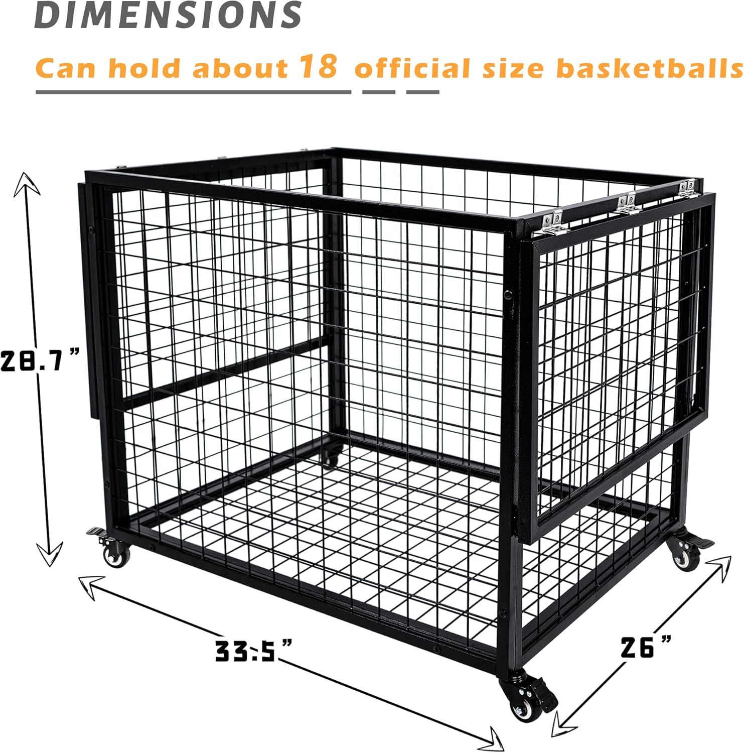 Rehomerance Basketball Organizer Cart - Lockable Lid & Rolling Storage Bin for Indoor/Outdoor Use