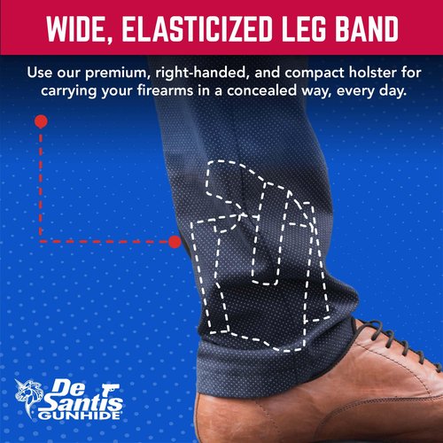 DeSantis Apache Ankle Rig - Concealed Ankle Holster, Elastic Ankle Holster, Conceal Carry Gun Holster for Revolver, Compatible with Most Small Revolvers - Right Hand Draw, Black