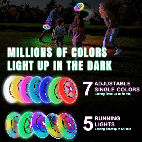 LED Flying Disc - Rechargeable & Water-Resistant with 12 Lighting Modes | Perfect Outdoor Toy for Kids & Adults