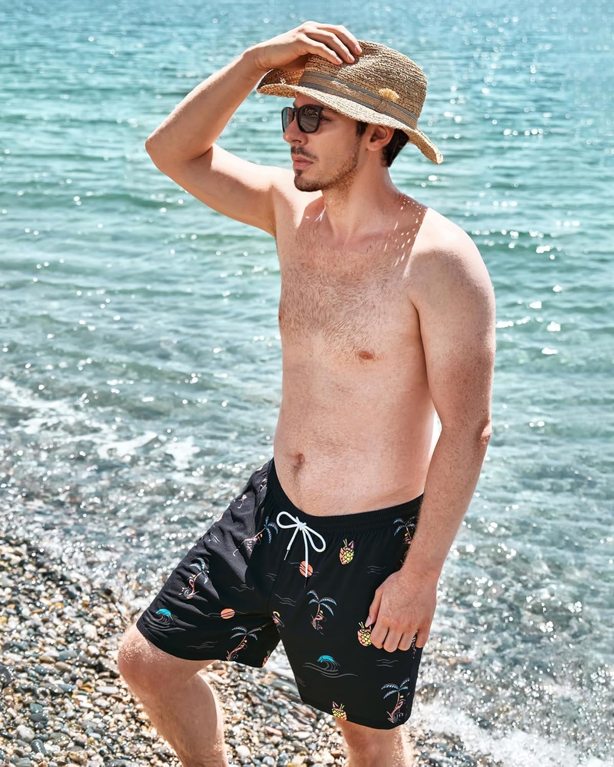 SURF CUZ Men's Swim Trunks - Quick-Dry 7" Shorts with Compression Liner for Ultimate Comfort