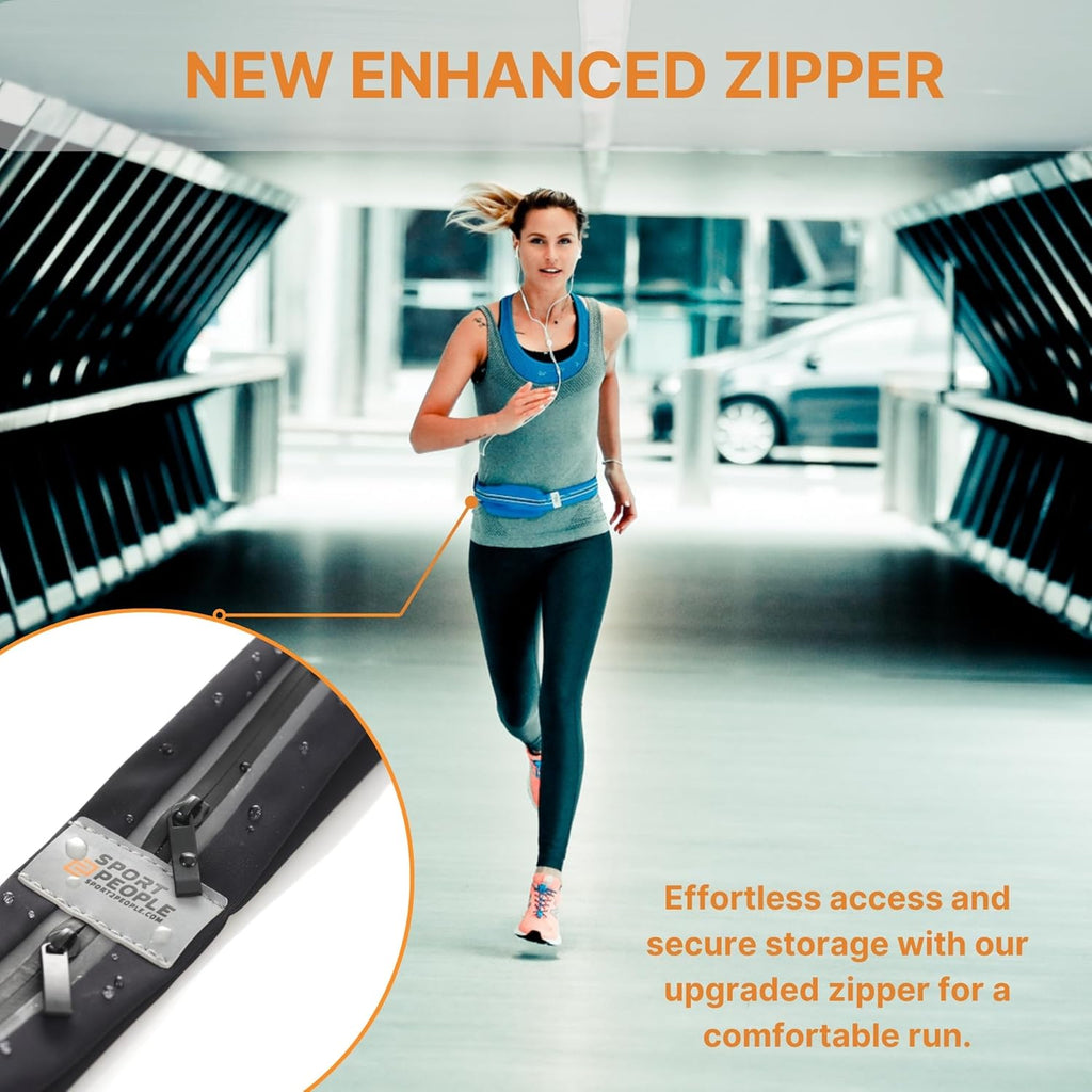 Skiennix Running Belt - Waterproof Phone Holder with Reflective 2-Pocket Design | Adjustable Waist Pack for Essentials