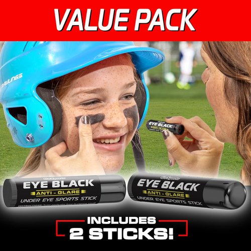 GoSports Anti-Glare Eye Black Sports Stick - 2 Pack Under Eye Paint for Football, Baseball & Softball