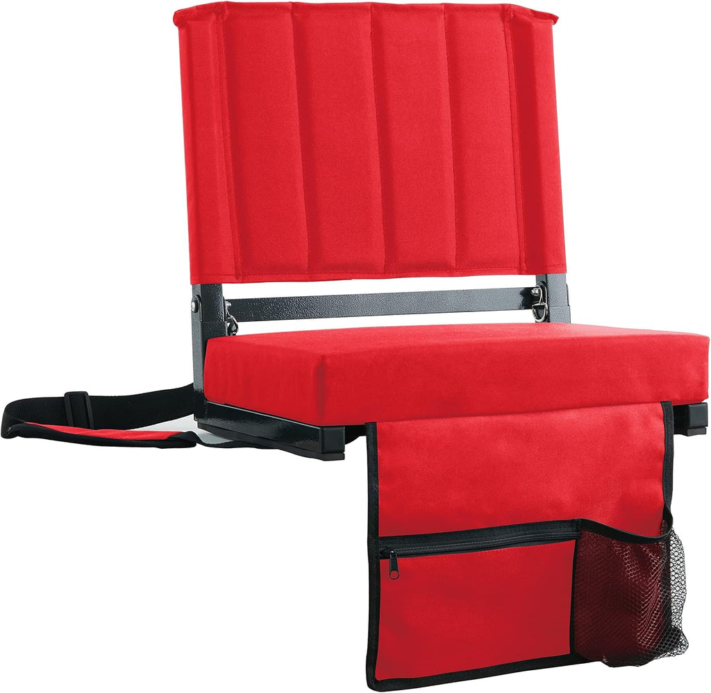Sport Beats Stadium Seats - Comfortable Bleacher Chair with Back Support & Cushion | Red, 1pc Regular - 17" W x 12" D x 16.5" H