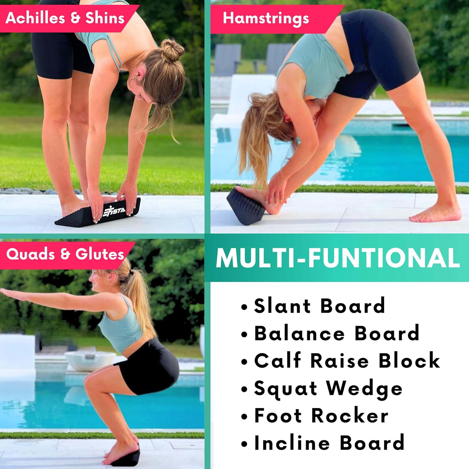 Skiennix Slant Board for Calf Stretching - Balance Board for Plantar Fasciitis & Achilles Tendonitis Relief