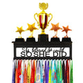 Goutoports Medal Holder Trophy Display Hanger Rack Frame for Sport Race Runner - She Believed She Could - Sturdy Black Steel Metal Over 60 Medals Easy Install - Can Hold Trophies