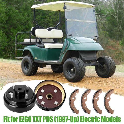 10L0L Golf Cart Brake Hub Drum Kit for EZGO TXT Electric 1997-2008, Includes Brake Drums Brake Shoes Spring Kits, OEM 19186G1 70794G01 70795G01