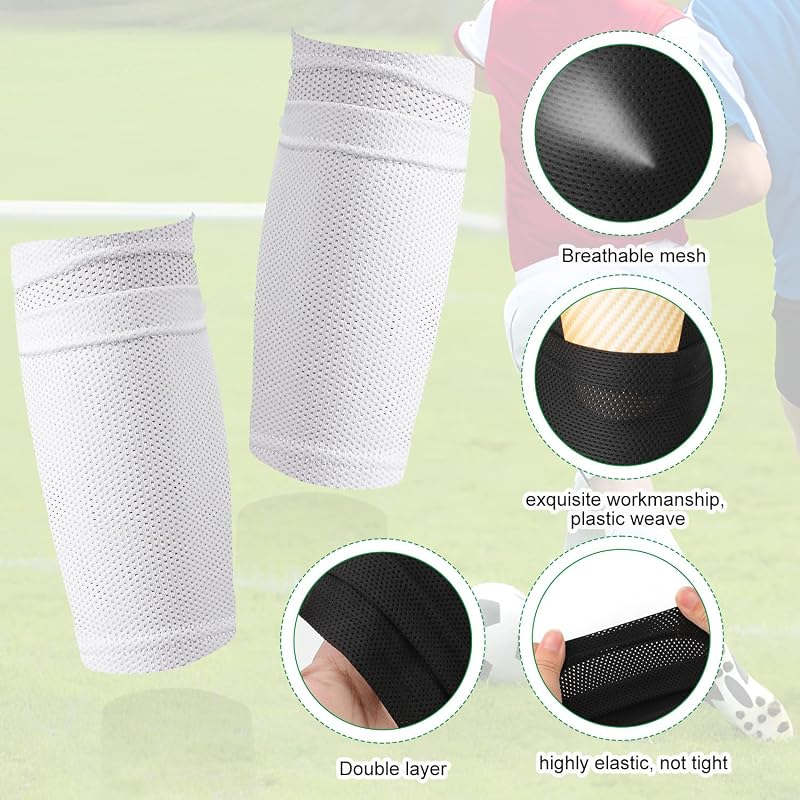 Soccer Shin Guard Socks Covers 2 Pairs Breathable Polyester 23.5x14x10cm