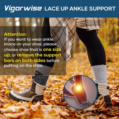 Vigorwise Ankle Brace for Sprained Ankle, Black Lace up Ankle Brace, Ankle Stabilizer Brace for Men Women, Achilles Tendon Support Brace for Left & Right, Dark Black/L
