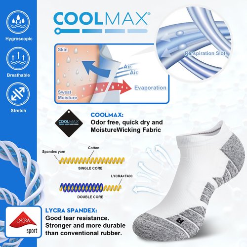 Hylaea Low Cut Socks for Running Sports Athletic Walking Golf Tie-dyed Pattern No Show Compression 3 Pairs Black Grey White Large