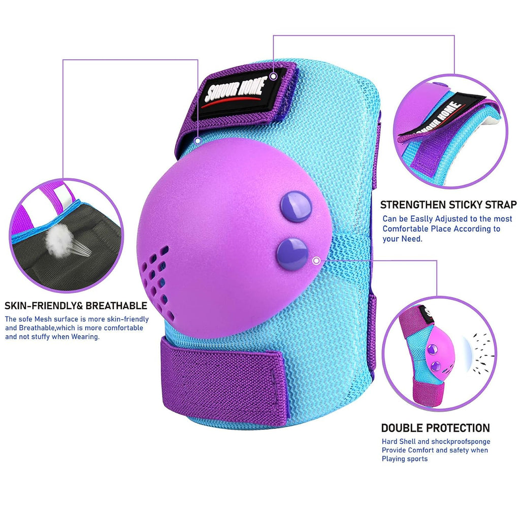 Skiennix Kids Protective Gear Set - Knee Pads, Elbow Pads & Wrist Guards | For Ages 3-15, Ideal for Roller Skating & Cycling