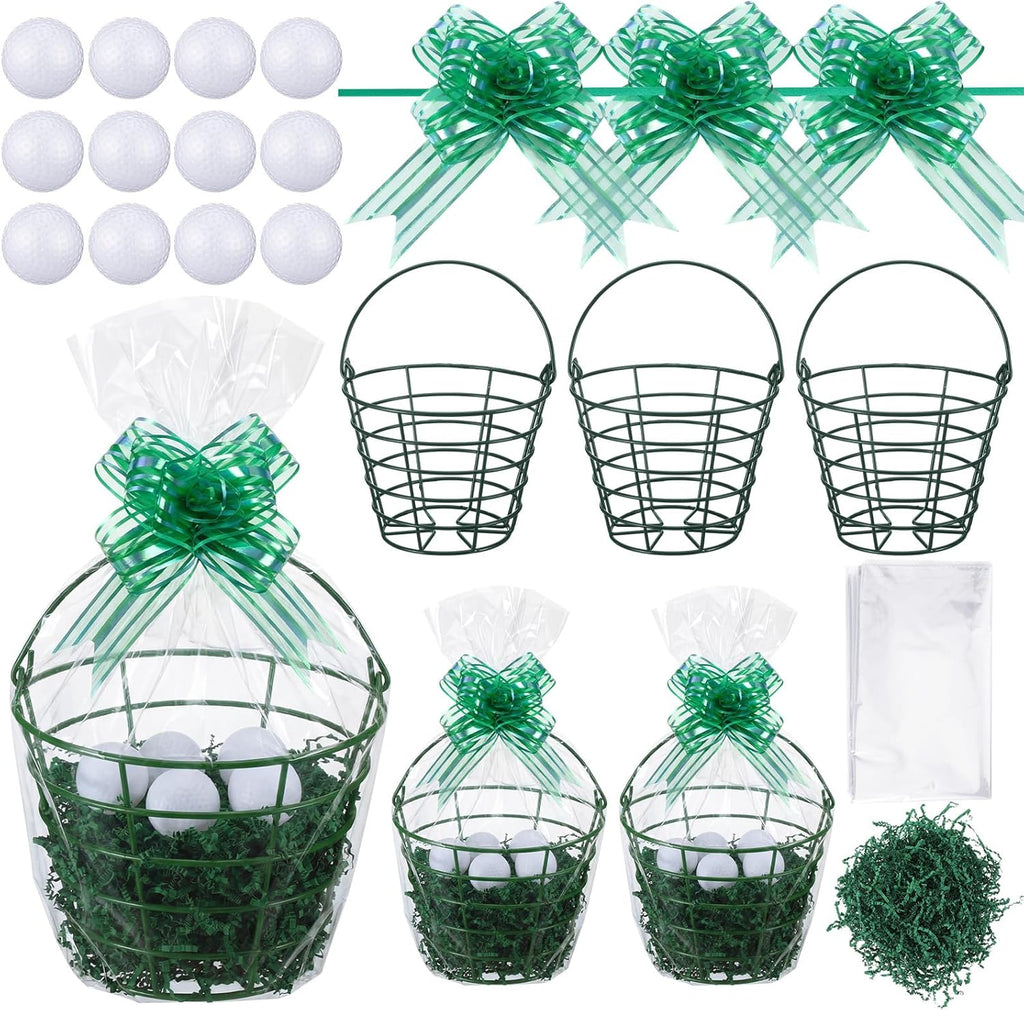 Skiennix Golf Gift Basket Set - 22 Pcs for Men Golfers | Metal Ball Baskets & Gift Bags