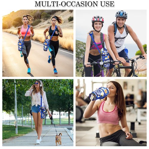 Water Bottle Holder Carrier Bag with Large Phone Pocket,Neoprene Water Bottle Carrier with Strap for Stanley 40 OZ Tumbler, Wrap Around Drink Purse Cup Holder with Straw Cover Accessories