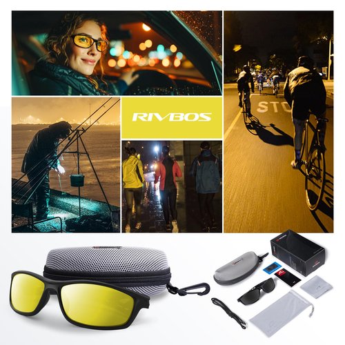 RIVBOS Night Vision Driving Glasses Anti Glare HD Yellow Tinted Sunglasses for Men Women RB833