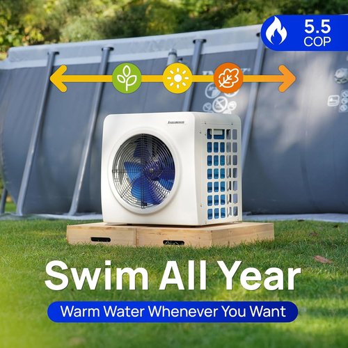 AQUASTRONG Swimming Pool Heat Pump - Electric Heater for Above Ground & Inground Pools Up to 5000 Gallons