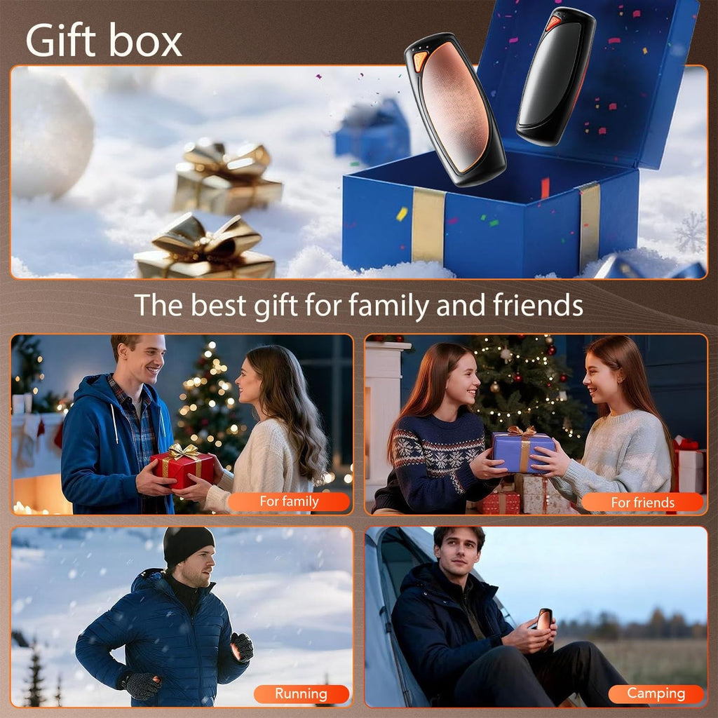 Skiennix Rechargeable Hand Warmers - Double-Sided Heating with AI Charging Case | 14000mAh Battery, Perfect for Camping & Gifts
