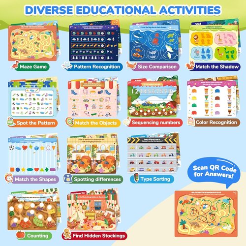 JoyCat Seek & Find Game Books - Engaging Preschool Learning Activity for Kids Ages 3-5 | Perfect Travel Toy for Road Trips and Airplanes