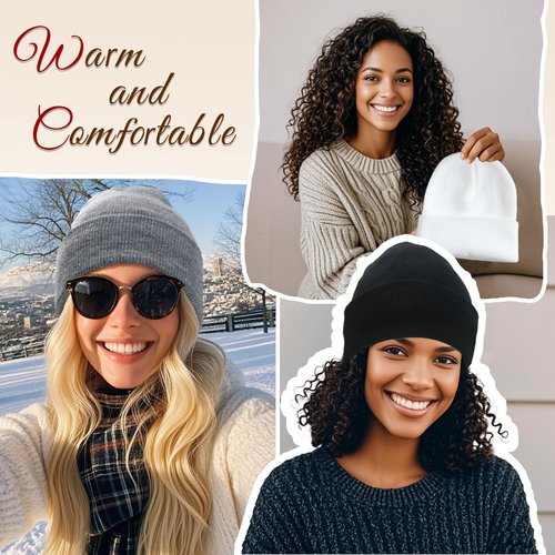 NPQQUAN Satin Lined Beanie for Women Silk Lined Beanies Winter Warm Soft Lining Cuffed Knit Beanie Hats for Women Skull Cap Grey(Satin Lined)
