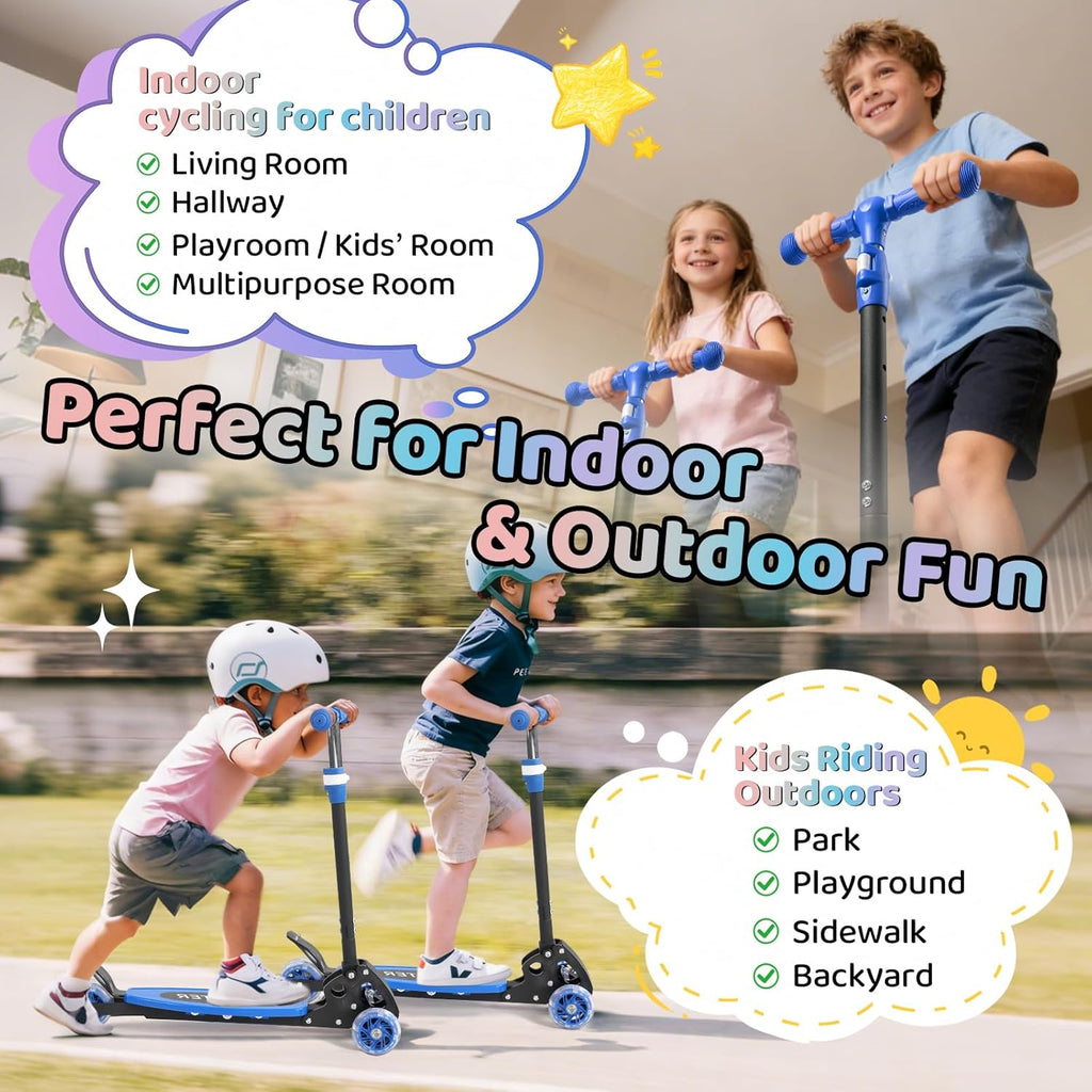 Skiennix Kick Scooter for Kids | Adjustable 28"-32" Handlebar, Light-Up Wheels, Anti-Slip Deck